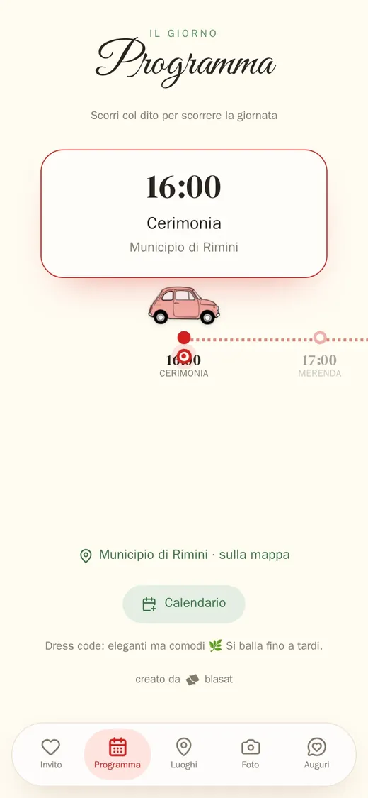 App di matrimonio: il programma della giornata